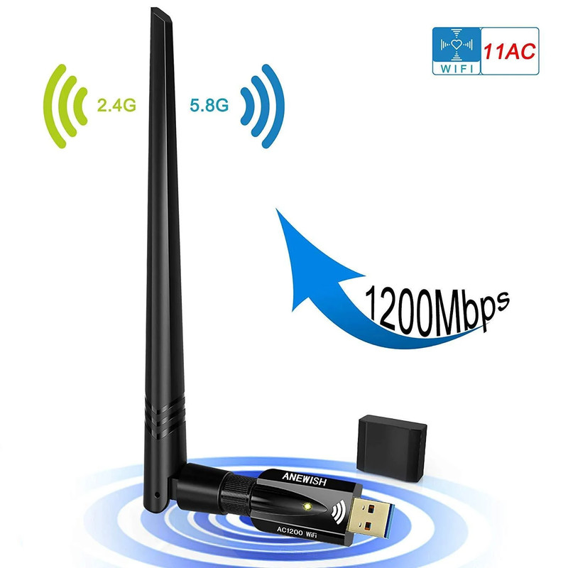 Anewish USB WiFi Adapter 1200MBps, - محول واي فاي